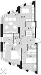 3-BD Apartment Sale, 71.7平方米 at Rotterdam, Varshavskoye Highway, 37Ак1с2, Moscow, Russia #3