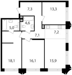 3-BD Apartment Sale, 94.6 sq. m. at Petrovskiy Park II, Stary Petrovsko-Razumovsky Drive, 1/23, Moscow, Russia #2