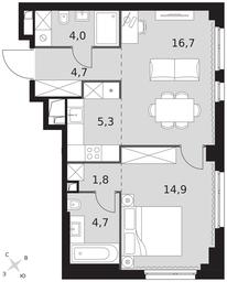 2-BD Apartment Sale, 52.1平方米 at Sydney City, Shenogina Street, 2, Moscow, Russia #3 2-BD Apartment Sale, 52.1平方米 at Sydney City, Shenogina Street, 2, Moscow, Russia #3