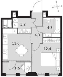 1-BD Apartment Sale, 39.1 sq. m. at Sydney City, Shenogina Street, 2, Moscow, Russia #3