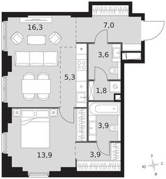 2-BD Apartment Sale, 55.7平方米 at Sydney City, Shenogina Street, 2, Moscow, Russia #3 2-BD Apartment Sale, 55.7平方米 at Sydney City, Shenogina Street, 2, Moscow, Russia #3