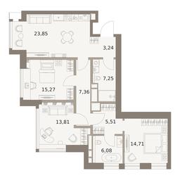 3-BD Apartment Sale, 97.08平方米 at The Five, 5th Donskoy Drive, вл21к6, Moscow, Russia #3