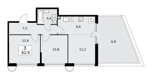 2-BD Apartment Sale, 62.9平方米 at Rodniye Kvartaly, Kvartal № 33, Marushkinskoye Settlement, Moscow, Russia #2 2-BD Apartment Sale, 62.9平方米 at Rodniye Kvartaly, Kvartal № 33, Marushkinskoye Settlement, Moscow, Russia #2