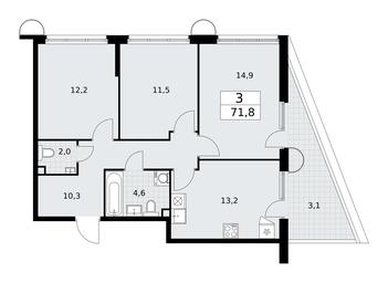 2-BD Apartment Sale, 71.8平方米 at Rodniye Kvartaly, Kvartal № 33, Marushkinskoye Settlement, Moscow, Russia #2 2-BD Apartment Sale, 71.8平方米 at Rodniye Kvartaly, Kvartal № 33, Marushkinskoye Settlement, Moscow, Russia #2