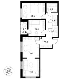 3-BD Apartment Sale, 69.6 sq. m. at Yzhnaya Bitsa, Yuzhnaya Bitsa Residential Complex, posyolok Bittsa, Leninskiy City District, Moscow Region, Russia #3