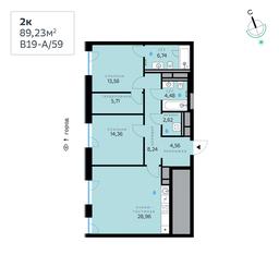 2-BD Apartment Sale, 89.23 sq. m. at SberCity, zhiloy kompleks Sbersiti, Rublyovo-Arkhangelskoye Microdistrict, Moscow, Russia #2