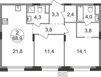 2-BD Apartment Sale, 68.9平方米 at Rezidentsii Skolkovo, Kashtanovaya ulitsa, 1, rabochiy posyolok Zarechye, Odintsovskiy City District, Moscow Region, Russia #2 2-BD Apartment Sale, 68.9平方米 at Rezidentsii Skolkovo, Kashtanovaya ulitsa, 1, rabochiy posyolok Zarechye, Odintsovskiy City District, Moscow Region, Russia #2