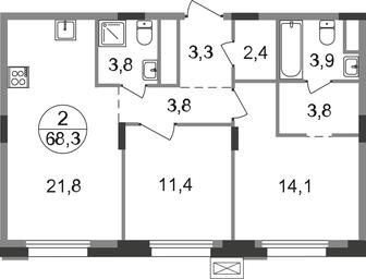 2-BD Apartment Sale, 68.3平方米 at Rezidentsii Skolkovo, Kashtanovaya ulitsa, 1, rabochiy posyolok Zarechye, Odintsovskiy City District, Moscow Region, Russia #2 2-BD Apartment Sale, 68.3平方米 at Rezidentsii Skolkovo, Kashtanovaya ulitsa, 1, rabochiy posyolok Zarechye, Odintsovskiy City District, Moscow Region, Russia #2