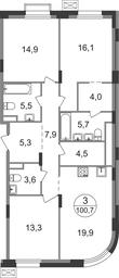 3-BD Apartment Sale, 100.7 sq. m. at Rezidentsii Skolkovo, Kashtanovaya ulitsa, 1, rabochiy posyolok Zarechye, Odintsovskiy City District, Moscow Region, Russia #2