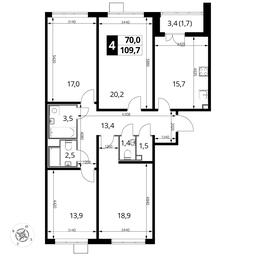 4-BD Apartment Sale, 109.5 sq. m. at Pervyi Lermontovskiy, zhiloy kompleks 1-y Lermontovskiy, Lyubertsy, Moscow Region, Russia #4