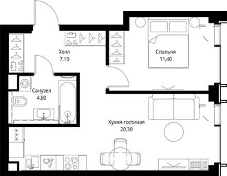 1-BD Apartment Sale, 43.6 sq. m. at VEER, Vereyskaya Street, Moscow, Russia #3 1-BD Apartment Sale, 43.6 sq. m. at VEER, Vereyskaya Street, Moscow, Russia #3