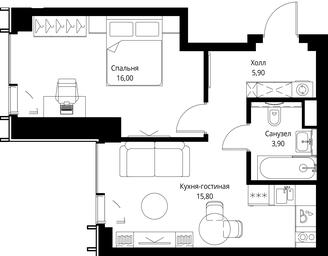 1-BD Apartment Sale, 41.6 sq. m. at VEER, Vereyskaya Street, Moscow, Russia #2 1-BD Apartment Sale, 41.6 sq. m. at VEER, Vereyskaya Street, Moscow, Russia #2