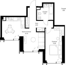 1-BD Apartment Sale, 52.8 sq. m. at VEER, Vereyskaya Street, Moscow, Russia #3 1-BD Apartment Sale, 52.8 sq. m. at VEER, Vereyskaya Street, Moscow, Russia #3