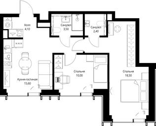 2-BD Apartment Sale, 54.1平方米 at VEER, Vereyskaya Street, Moscow, Russia #4