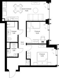 2-BD Apartment Sale, 61.3 sq. m. at VEER, Vereyskaya Street, Moscow, Russia #3 2-BD Apartment Sale, 61.3 sq. m. at VEER, Vereyskaya Street, Moscow, Russia #3