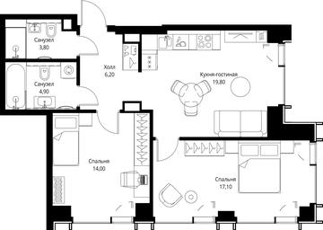 2-BD Apartment Sale, 65.8 sq. m. at VEER, Vereyskaya Street, Moscow, Russia #2 2-BD Apartment Sale, 65.8 sq. m. at VEER, Vereyskaya Street, Moscow, Russia #2