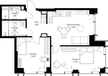 2-BD Apartment Sale, 66.1 sq. m. at VEER, Vereyskaya Street, Moscow, Russia #2 2-BD Apartment Sale, 66.1 sq. m. at VEER, Vereyskaya Street, Moscow, Russia #2