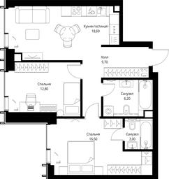 2-BD Apartment Sale, 66.9 sq. m. at VEER, Vereyskaya Street, Moscow, Russia #3 2-BD Apartment Sale, 66.9 sq. m. at VEER, Vereyskaya Street, Moscow, Russia #3