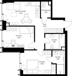 2-BD Apartment Sale, 67.4 sq. m. at VEER, Vereyskaya Street, Moscow, Russia #2 2-BD Apartment Sale, 67.4 sq. m. at VEER, Vereyskaya Street, Moscow, Russia #2