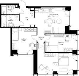 3-BD Apartment Sale, 83.3 sq. m. at VEER, Vereyskaya Street, Moscow, Russia #3 3-BD Apartment Sale, 83.3 sq. m. at VEER, Vereyskaya Street, Moscow, Russia #3