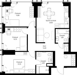 3-BD Apartment Sale, 82.7平方米 at VEER, Vereyskaya Street, Moscow, Russia #2