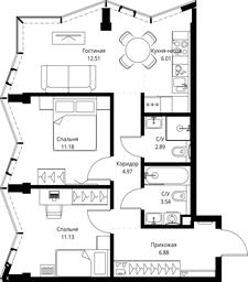 2-BD Apartment Sale, 59.11平方米 at MIRA, Mira Avenue, Moscow, Russia #3 2-BD Apartment Sale, 59.11平方米 at MIRA, Mira Avenue, Moscow, Russia #3