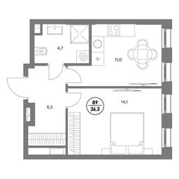 2-BD Apartment Sale, 36.3平方米 at Admiral, Shosseynaya Street, 4А, Moscow, Russia #3