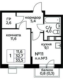 Apartment Sale, 33.5 sq. m. at Tsvetochnye Poliany, kvartal № 23, Filimonkovskoye Municipal Formation, Moscow, Russia #2