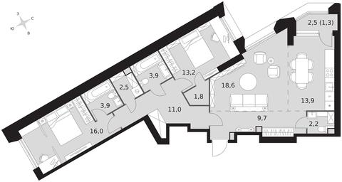 3-BD Apartment Sale, 98平方米 at Arkhitektor, Akademika Volgina Street, 2Д, Moscow, Russia #3