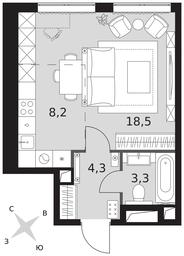Apartment Sale, 34.3平方米 at Arkhitektor, Akademika Volgina Street, 2Д, Moscow, Russia #3