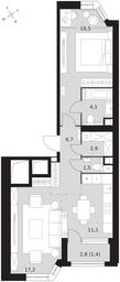 2-BD Apartment Sale, 63.4平方米 at Arkhitektor, Akademika Volgina Street, 2Д, Moscow, Russia #3