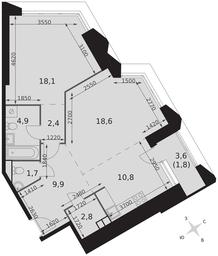 2-BD Apartment Sale, 71 sq. m. at Arkhitektor, Akademika Volgina Street, 2Д, Moscow, Russia #4