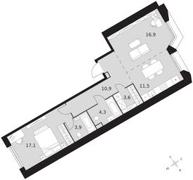 2-BD Apartment Sale, 68.2 sq. m. at Arkhitektor, Akademika Volgina Street, 2Д, Moscow, Russia #3
