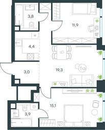 2-BD Apartment Sale, 61.4平方米 at Level Michurinskiy, Озёрная улица, вл1, Москва, Россия #3 2-BD Apartment Sale, 61.4平方米 at Level Michurinskiy, Озёрная улица, вл1, Москва, Россия #3
