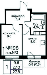 Apartment Sale, 27.8平方米 at Tsvetochnye Poliany, kvartal № 23, Filimonkovskoye Municipal Formation, Moscow, Russia #4