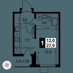 Apartment Sale, 27.9 sq. m. at Pervy Yuzhny, zhiloy kompleks Pervy Yuzhny, Leninskiy City District, Moscow Region, Russia #2