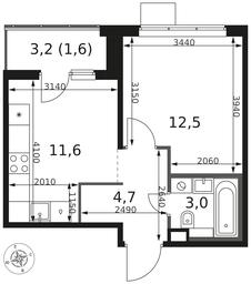 1-BD Apartment Sale, 33.4 sq. m. at 1 Himkinskij, zhiloy kompleks 1-y Khimkinskiy, kvartal Mezhdunarodny, mikrorayon Klyazma-Starbeyevo, Khimki, Moscow Region, Russia #4