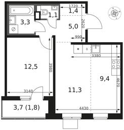 2-BD Apartment Sale, 45.8 sq. m. at 1 Himkinskij, zhiloy kompleks 1-y Khimkinskiy, kvartal Mezhdunarodny, mikrorayon Klyazma-Starbeyevo, Khimki, Moscow Region, Russia #2 2-BD Apartment Sale, 45.8 sq. m. at 1 Himkinskij, zhiloy kompleks 1-y Khimkinskiy, kvartal Mezhdunarodny, mikrorayon Klyazma-Starbeyevo, Khimki, Moscow Region, Russia #2