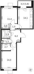 2-BD Apartment Sale, 57.9 sq. m. at 1 Himkinskij, zhiloy kompleks 1-y Khimkinskiy, kvartal Mezhdunarodny, mikrorayon Klyazma-Starbeyevo, Khimki, Moscow Region, Russia #2 2-BD Apartment Sale, 57.9 sq. m. at 1 Himkinskij, zhiloy kompleks 1-y Khimkinskiy, kvartal Mezhdunarodny, mikrorayon Klyazma-Starbeyevo, Khimki, Moscow Region, Russia #2