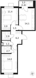 2-BD Apartment Sale, 57.9 sq. m. at 1 Himkinskij, zhiloy kompleks 1-y Khimkinskiy, kvartal Mezhdunarodny, mikrorayon Klyazma-Starbeyevo, Khimki, Moscow Region, Russia #3 2-BD Apartment Sale, 57.9 sq. m. at 1 Himkinskij, zhiloy kompleks 1-y Khimkinskiy, kvartal Mezhdunarodny, mikrorayon Klyazma-Starbeyevo, Khimki, Moscow Region, Russia #3