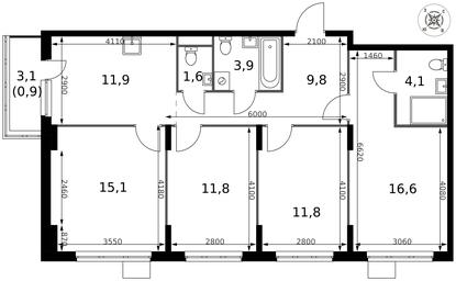 Продажа 4-комн. квартиры, 87,5 м² в ЖК «Первый Донской», жилой микрорайон Сапроново, деревня Сапроново, Ленинский городской округ, Московская область, Россия #4