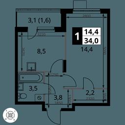 1-BD Apartment Sale, 34 sq. m. at Pervy Donskoj, zhiloy mikrorayon Sapronovo, derevnya Sapronovo, Leninskiy City District, Moscow Region, Russia #2 1-BD Apartment Sale, 34 sq. m. at Pervy Donskoj, zhiloy mikrorayon Sapronovo, derevnya Sapronovo, Leninskiy City District, Moscow Region, Russia #2