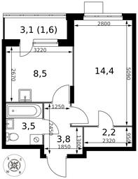 1-BD Apartment Sale, 34 sq. m. at Pervy Donskoj, zhiloy mikrorayon Sapronovo, derevnya Sapronovo, Leninskiy City District, Moscow Region, Russia #4