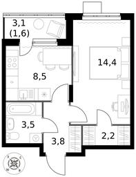 1-BD Apartment Sale, 34 sq. m. at Pervy Donskoj, zhiloy mikrorayon Sapronovo, derevnya Sapronovo, Leninskiy City District, Moscow Region, Russia #3 1-BD Apartment Sale, 34 sq. m. at Pervy Donskoj, zhiloy mikrorayon Sapronovo, derevnya Sapronovo, Leninskiy City District, Moscow Region, Russia #3