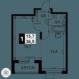 Продажа 1-комн. квартиры, 36,9 м² в ЖК «Первый Донской», жилой микрорайон Сапроново, деревня Сапроново, Ленинский городской округ, Московская область, Россия #2