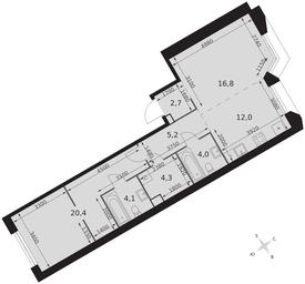 2-BD Apartment Sale, 69.5 sq. m. at Arkhitektor, Akademika Volgina Street, 2Д, Moscow, Russia #4