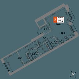 2-BD Apartment Sale, 69.5 sq. m. at Arkhitektor, Akademika Volgina Street, 2Д, Moscow, Russia #2