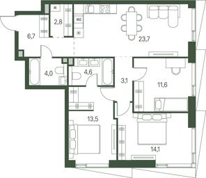 3-BD Apartment Sale, 84.1 sq. m. at Moments, Volokolamskoye Highway, 28, Moscow, Russia #3