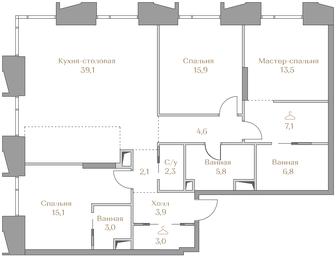 3-BD Apartment Sale, 122.2 sq. m. at Luzhniki Collection, Luzhnetskaya Embankment, 2/4с17, Moscow, Russia #3 3-BD Apartment Sale, 122.2 sq. m. at Luzhniki Collection, Luzhnetskaya Embankment, 2/4с17, Moscow, Russia #3