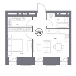 2-BD Apartment Sale, 47.2平方米 at Kosmo 4/22, Kosmodamianskaya Embankment, 4/22с8, Moscow, Russia #4
